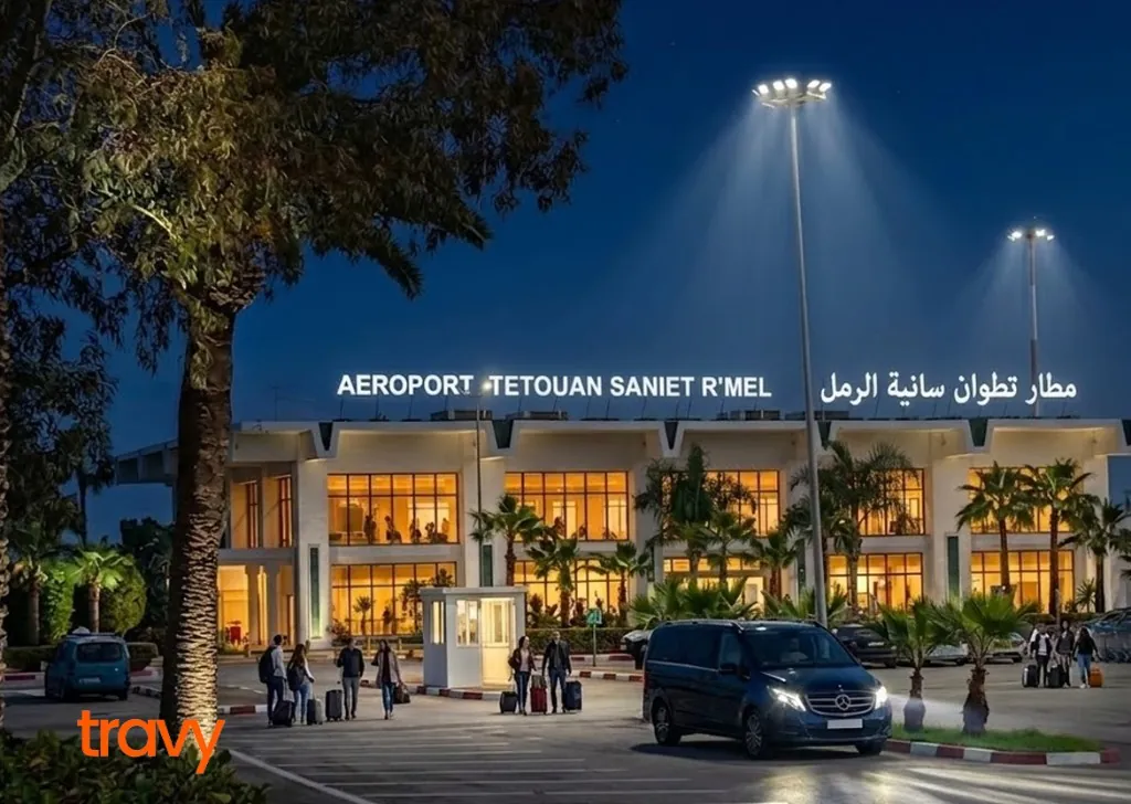 Tetouan Sania R'mel Airport – Night View with Mercedes Van Transfer