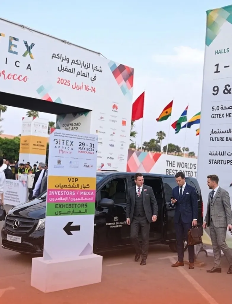 VIP Mercedes transfer at GITEX Africa Marrakech — Travy business travel corporate logistics